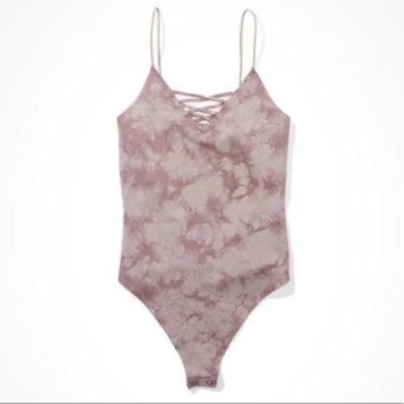American Eagle Lace Front Purple Tie Dye Bodysuit - Picture 2 of 5